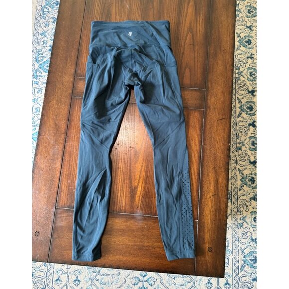 Athleta Legging Pockets Pin Hole Cutouts Athletic Tights Blue/Green sz XS - Picture 7 of 8